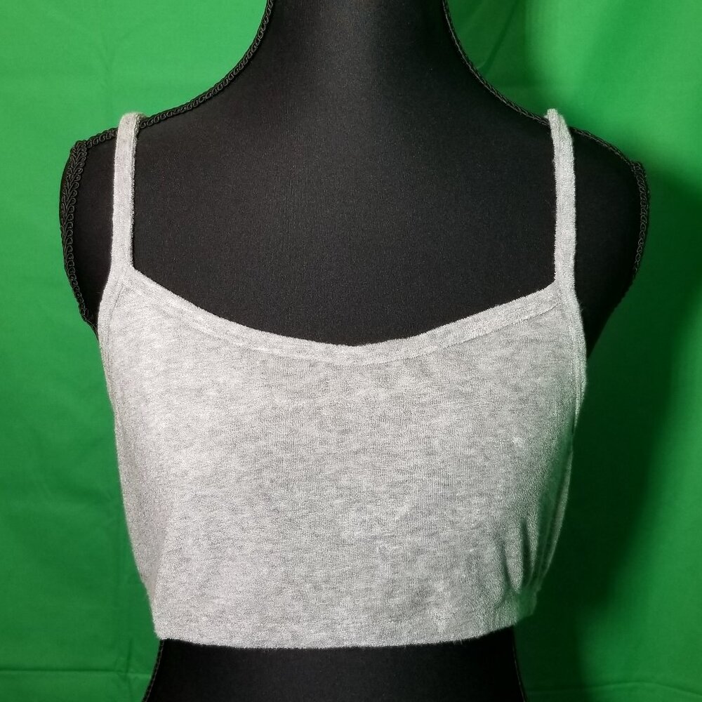 WeWoreWhat Terry Towel Gray Bra Tank Top Gym Workout Yoga Pilates Sz Large NWT